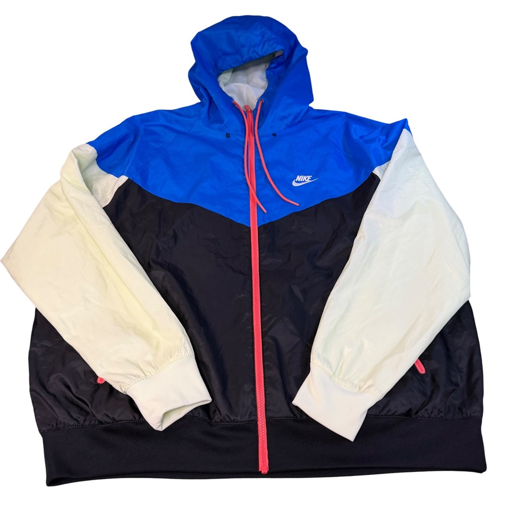 Nike Windrunner Jacket Mens XL Colorblock Blue Black Lime Green Full Zip Hooded